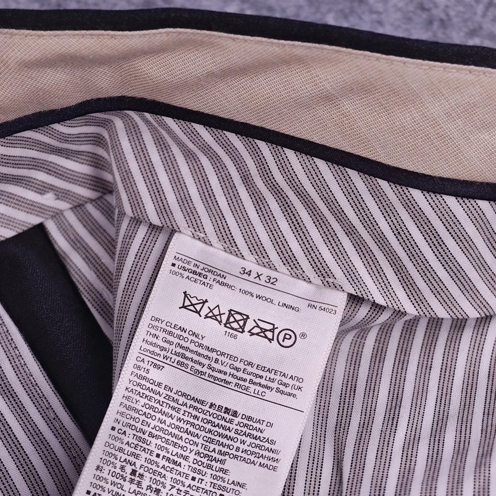 Banana Republic Dress Pants Mens 34x32 Modern Slim Fit 100% Wool Gray Flat Front